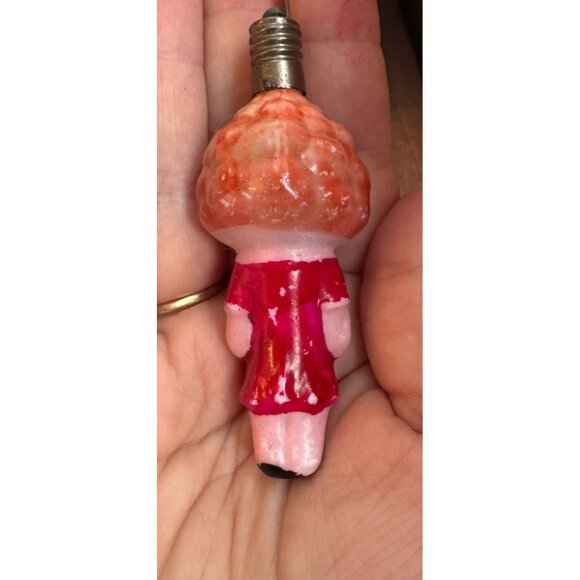 Vintage Painted Milk Glass Christmas Tree Light Bulb, Cute LITTLE ORPHAN ANNIE! - Picture 4 of 7